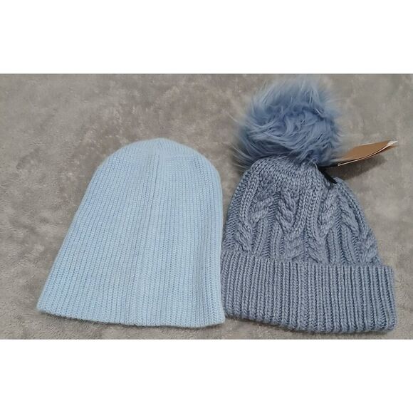 North face free People womens blue beanie knit cable hat lot of 2